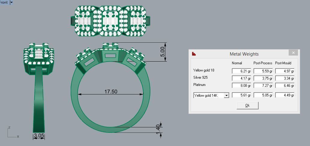 Baguette ring 3D print model_1