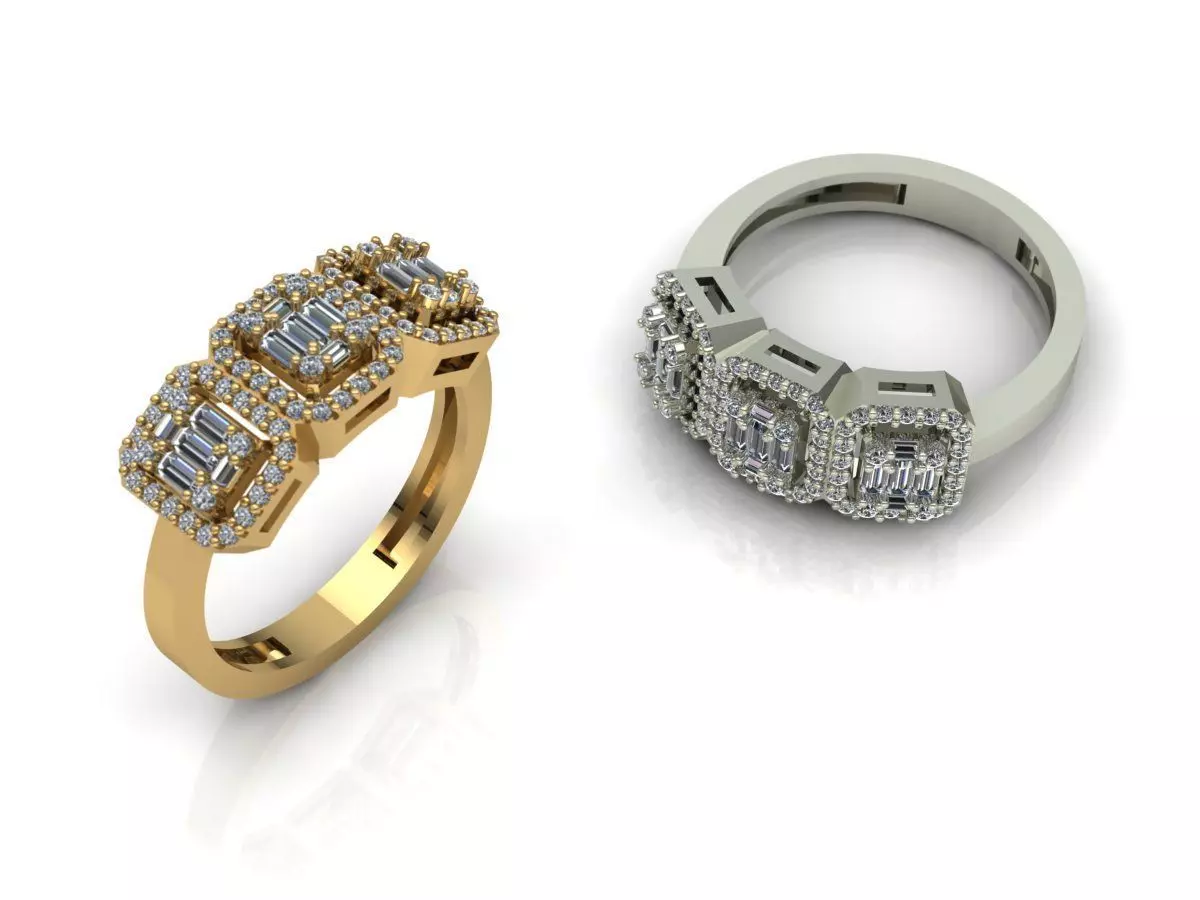 Baguette ring 3D print model_0