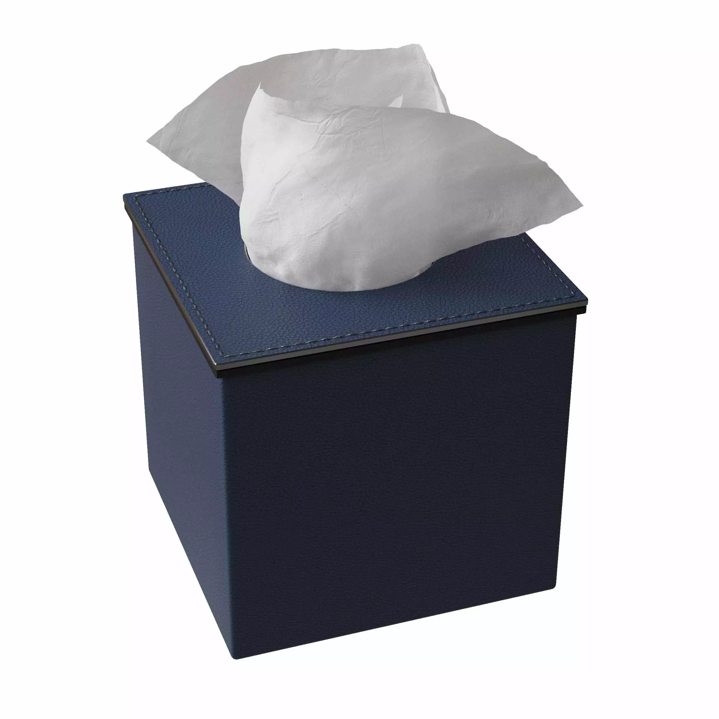 AURI NAVY LEATHER TISSUE BOX 3D model_0