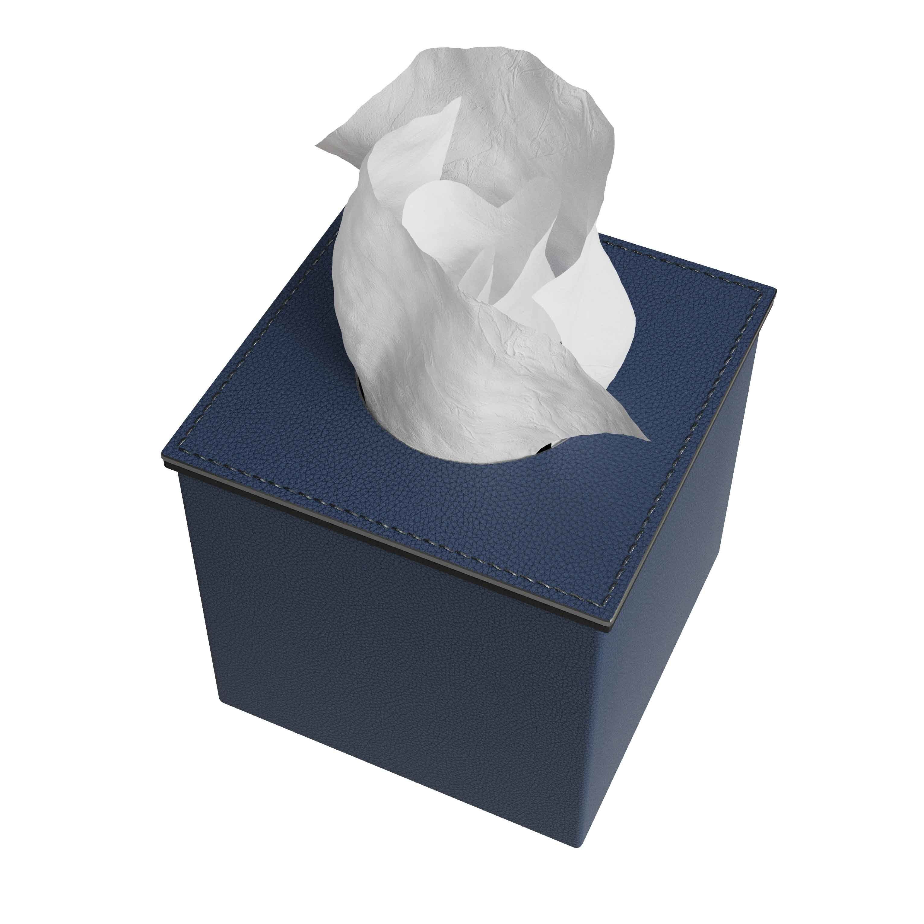 AURI NAVY LEATHER TISSUE BOX 3D model_1