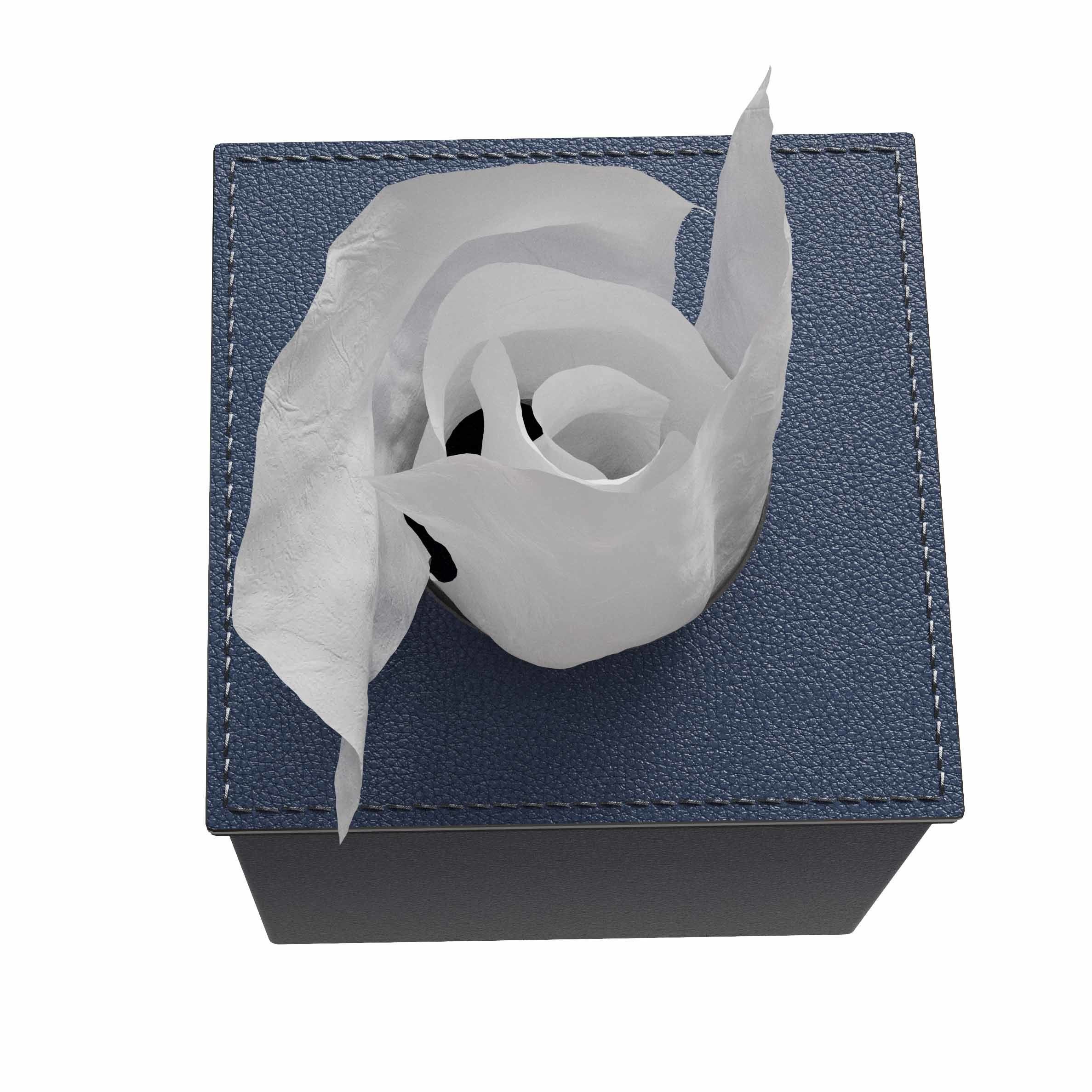 AURI NAVY LEATHER TISSUE BOX 3D model_3