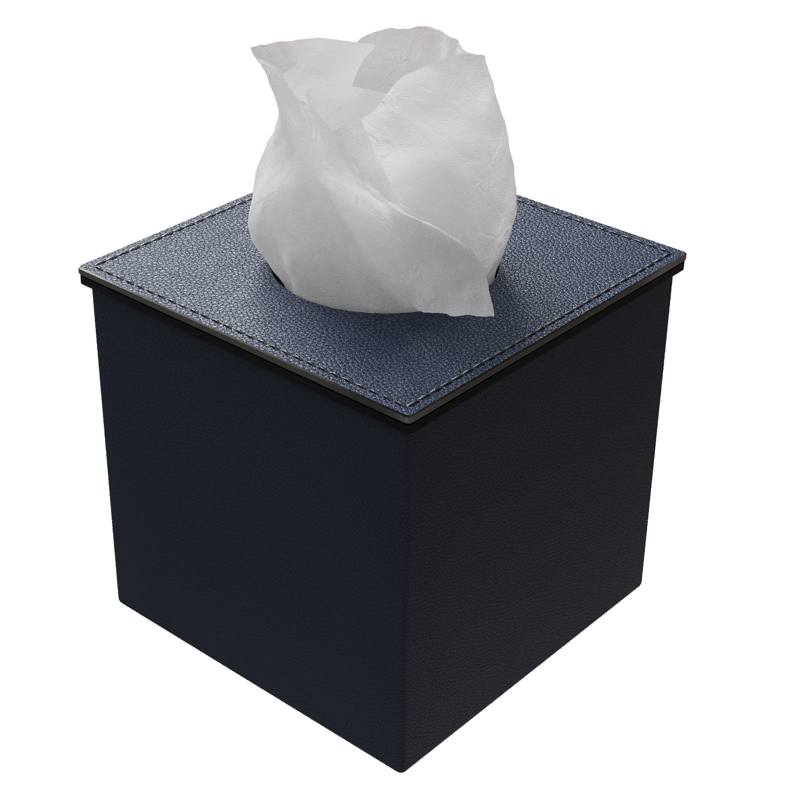 AURI NAVY LEATHER TISSUE BOX 3D model_2