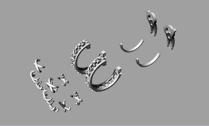 Tiffany Earrings Gold MM-065 3D print model_3