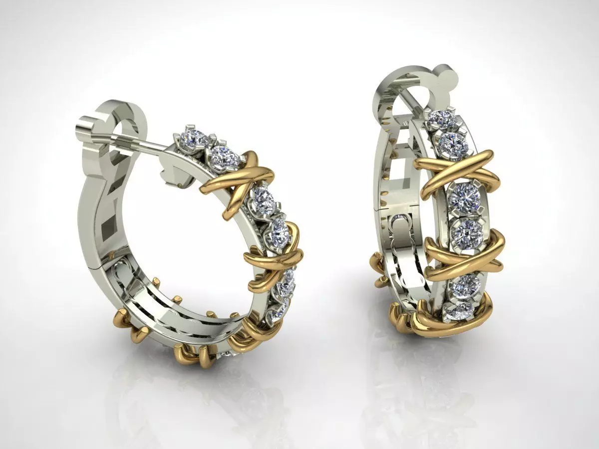 Tiffany Earrings Gold MM-065 3D print model_0