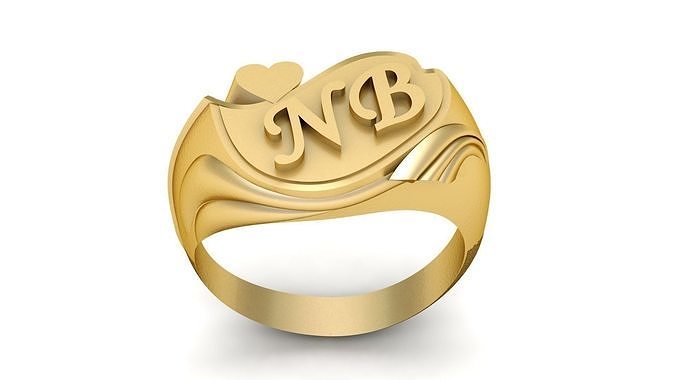 Stylish Alphabet Ring 3d Printable Model 3D print model