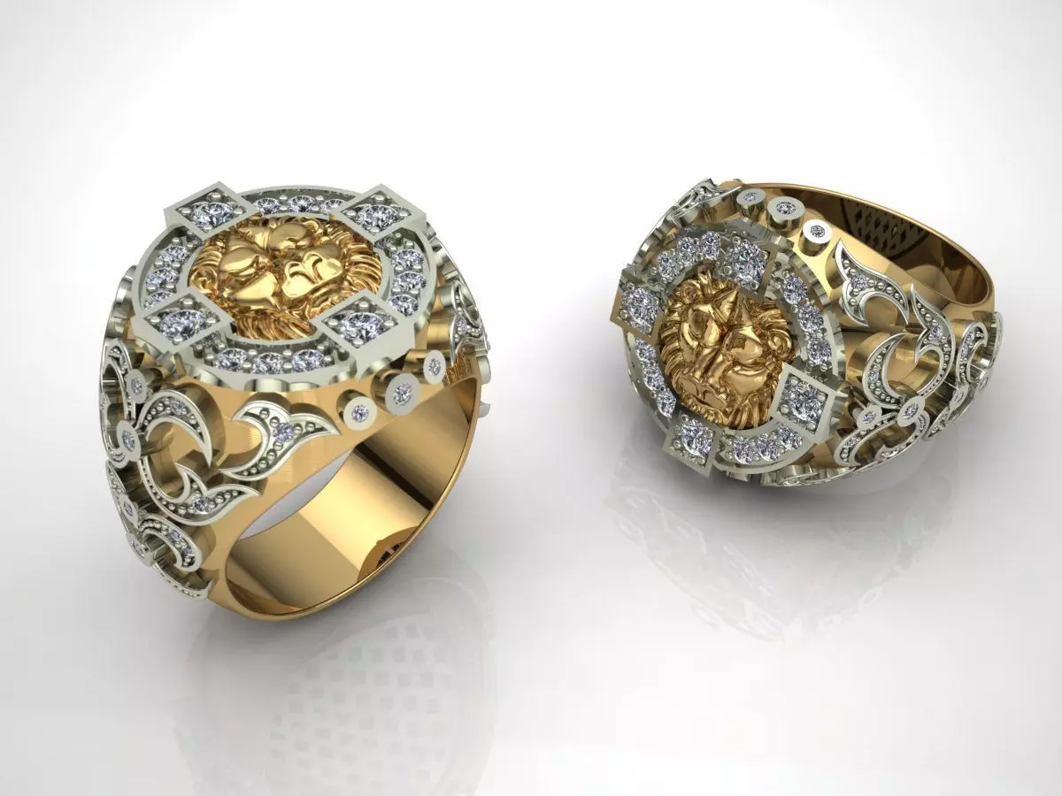 Lion ring Gold 3D print model_0