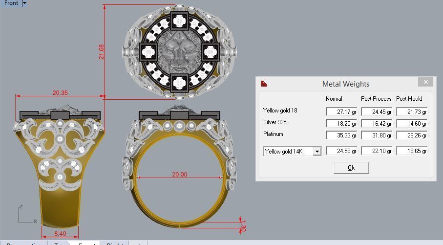 Lion ring Gold 3D print model_1