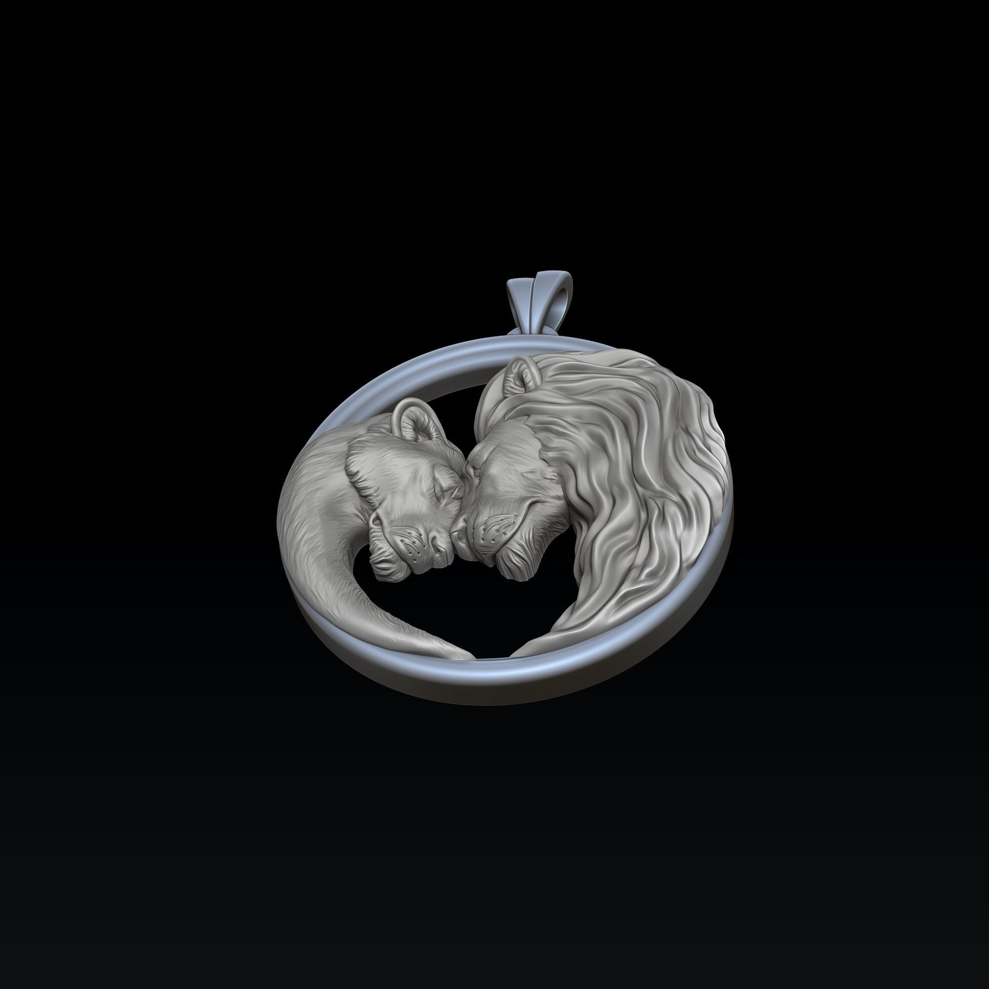 Lion Lioness Pendant V2 3D print model_6