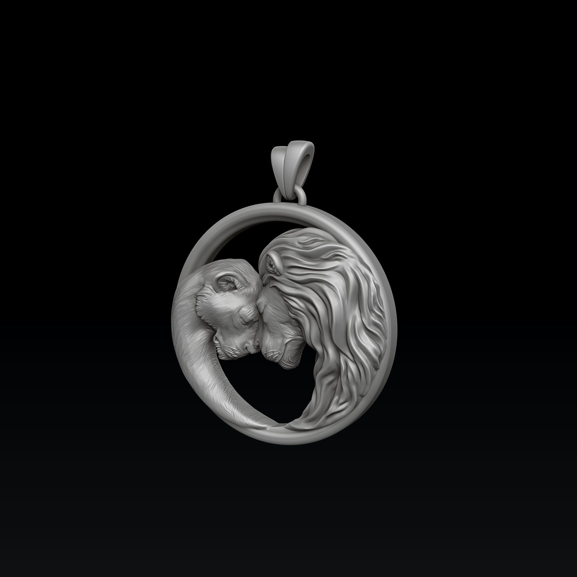 Lion Lioness Pendant V2 3D print model_5