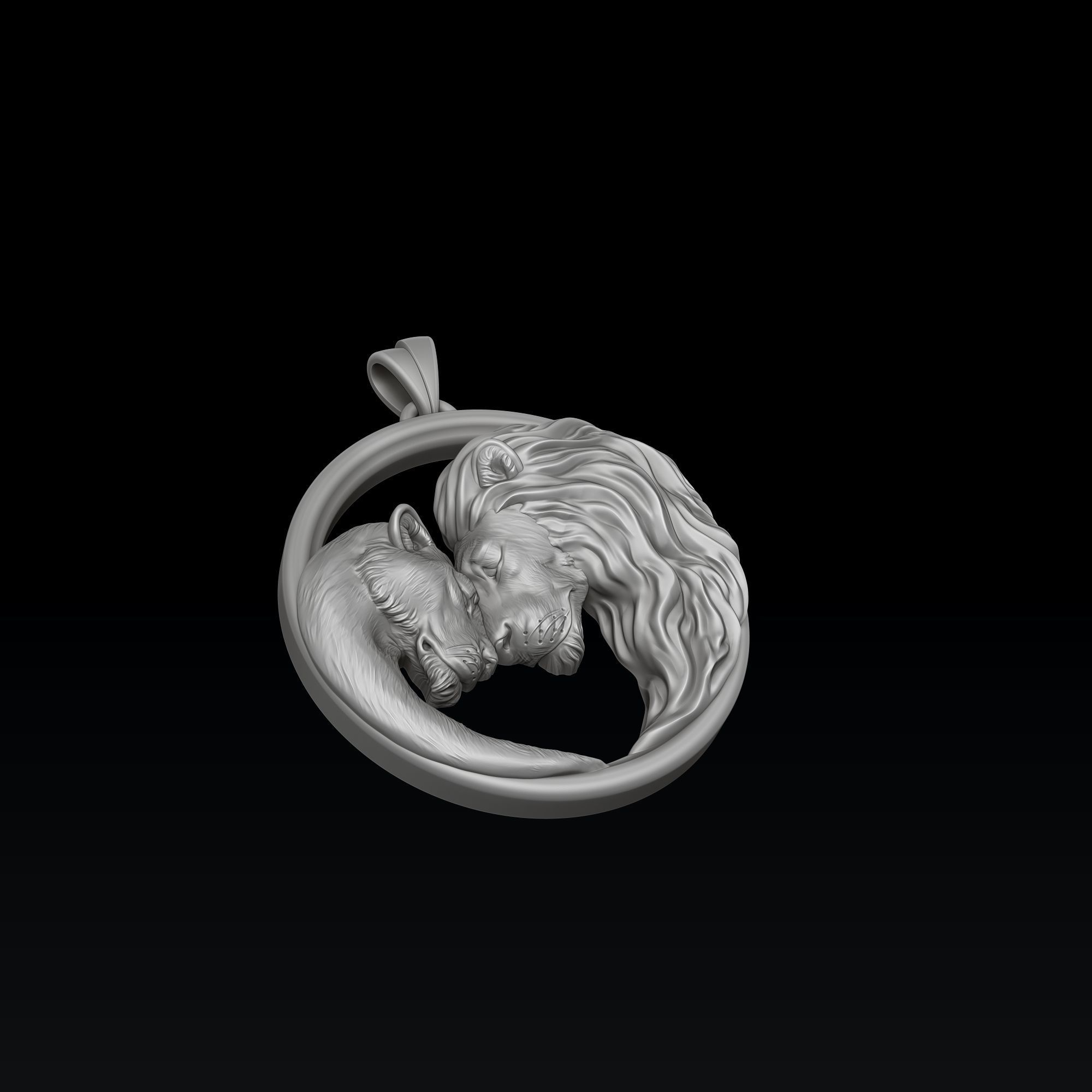 Lion Lioness Pendant V2 3D print model_7