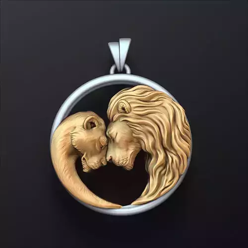 Lion Lioness Pendant V2 3D print model