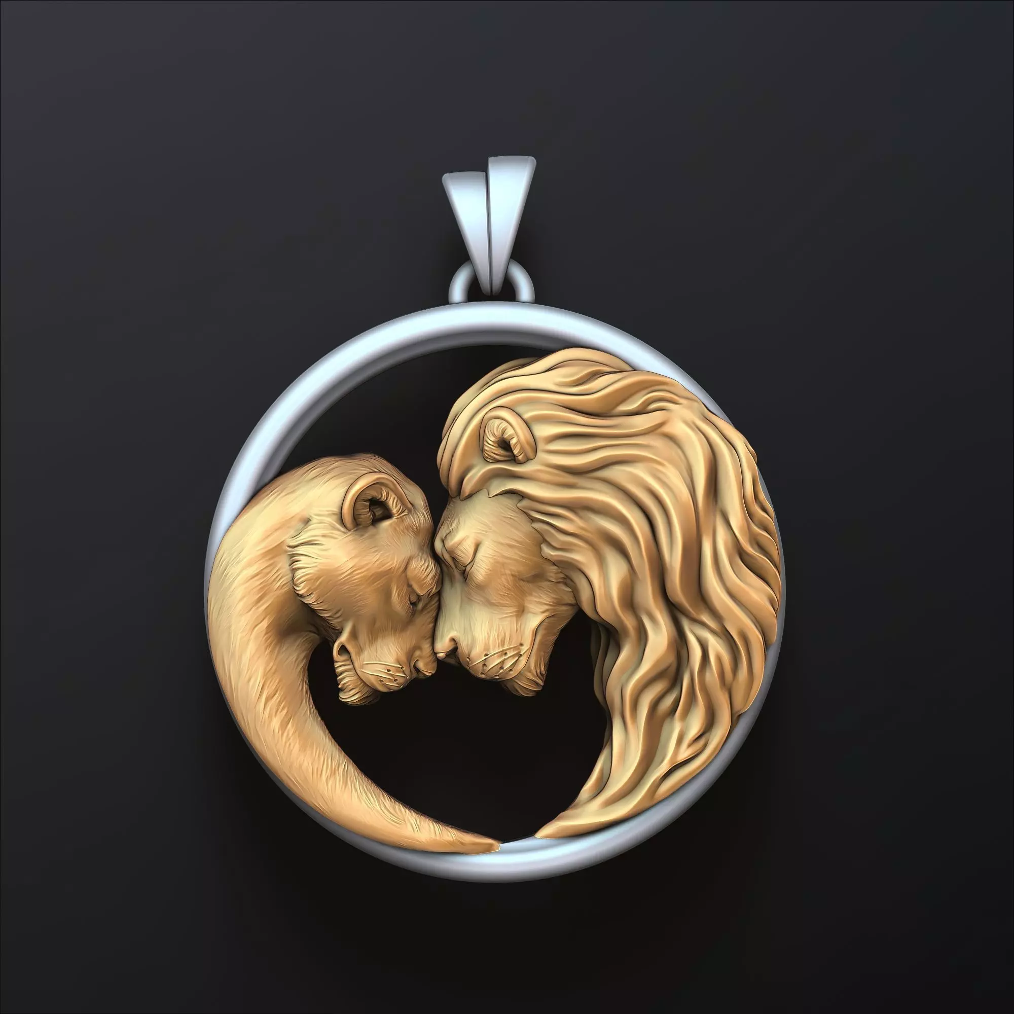 Lion Lioness Pendant V2 3D print model_0