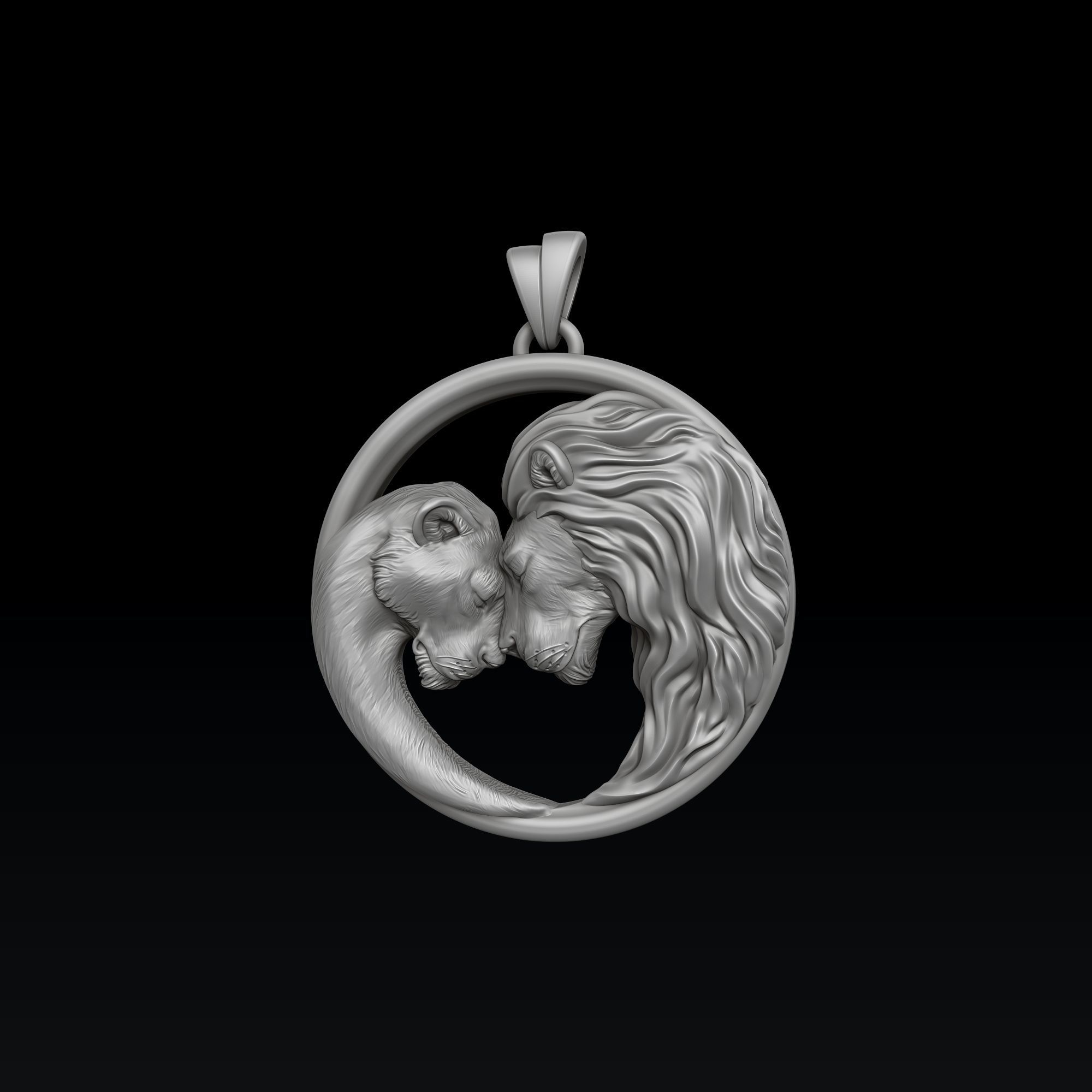 Lion Lioness Pendant V2 3D print model_2