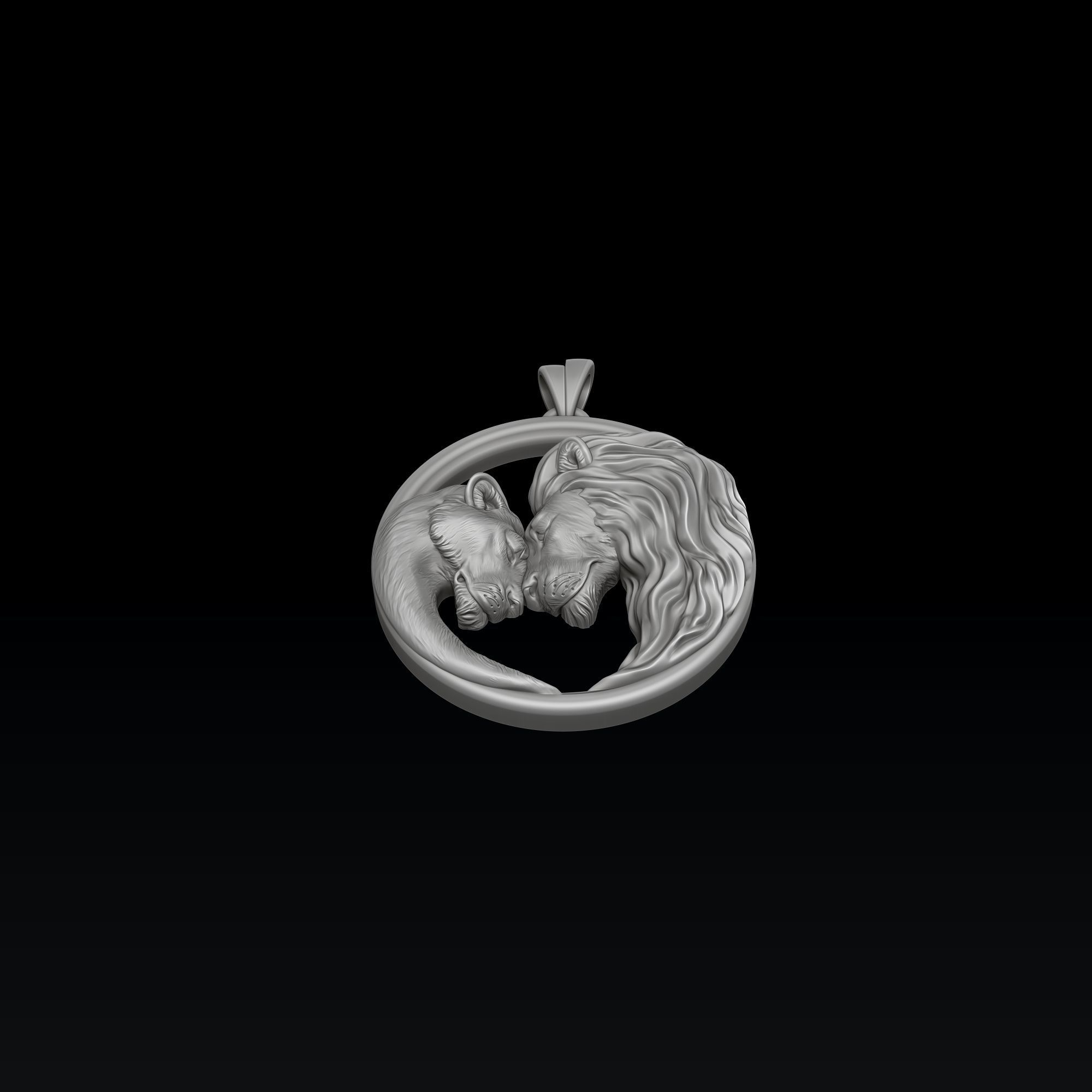 Lion Lioness Pendant V2 3D print model_3