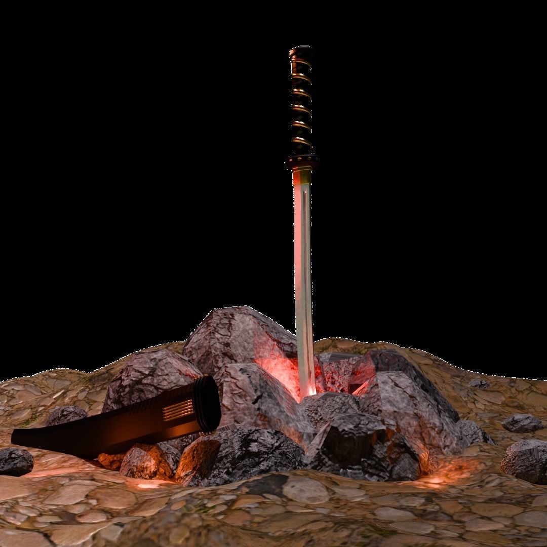 Katana Low-poly 3D model_2