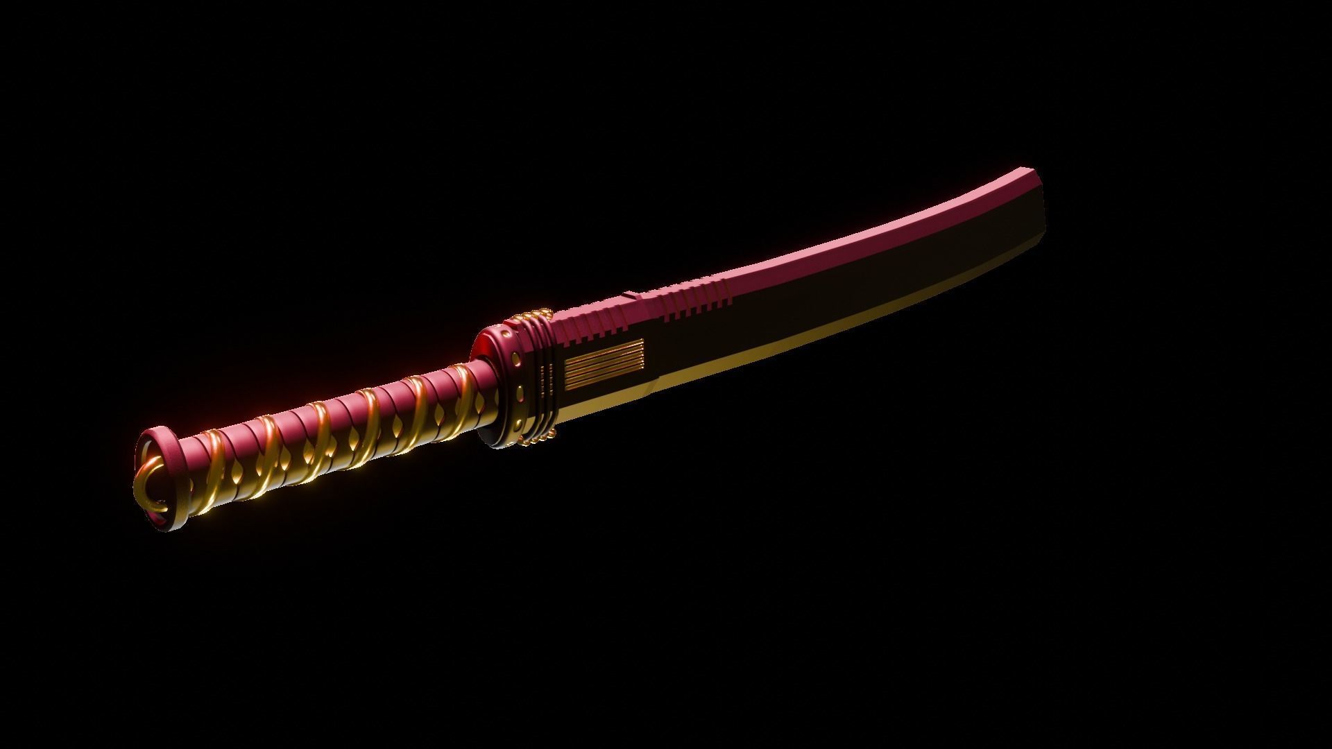 Katana Low-poly 3D model_1