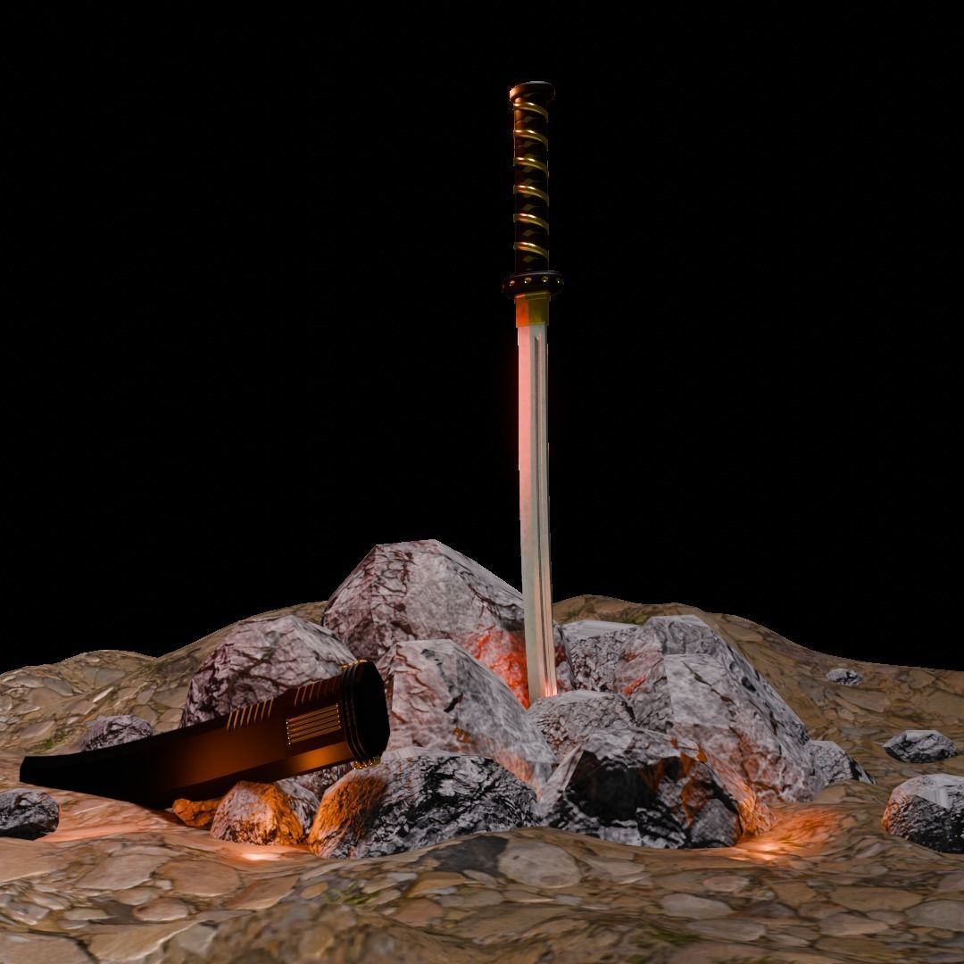 Katana Low-poly 3D model_3