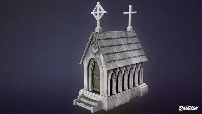 CEMETERY - Mausoleum 03 - LOW POLY Low-poly 3D model