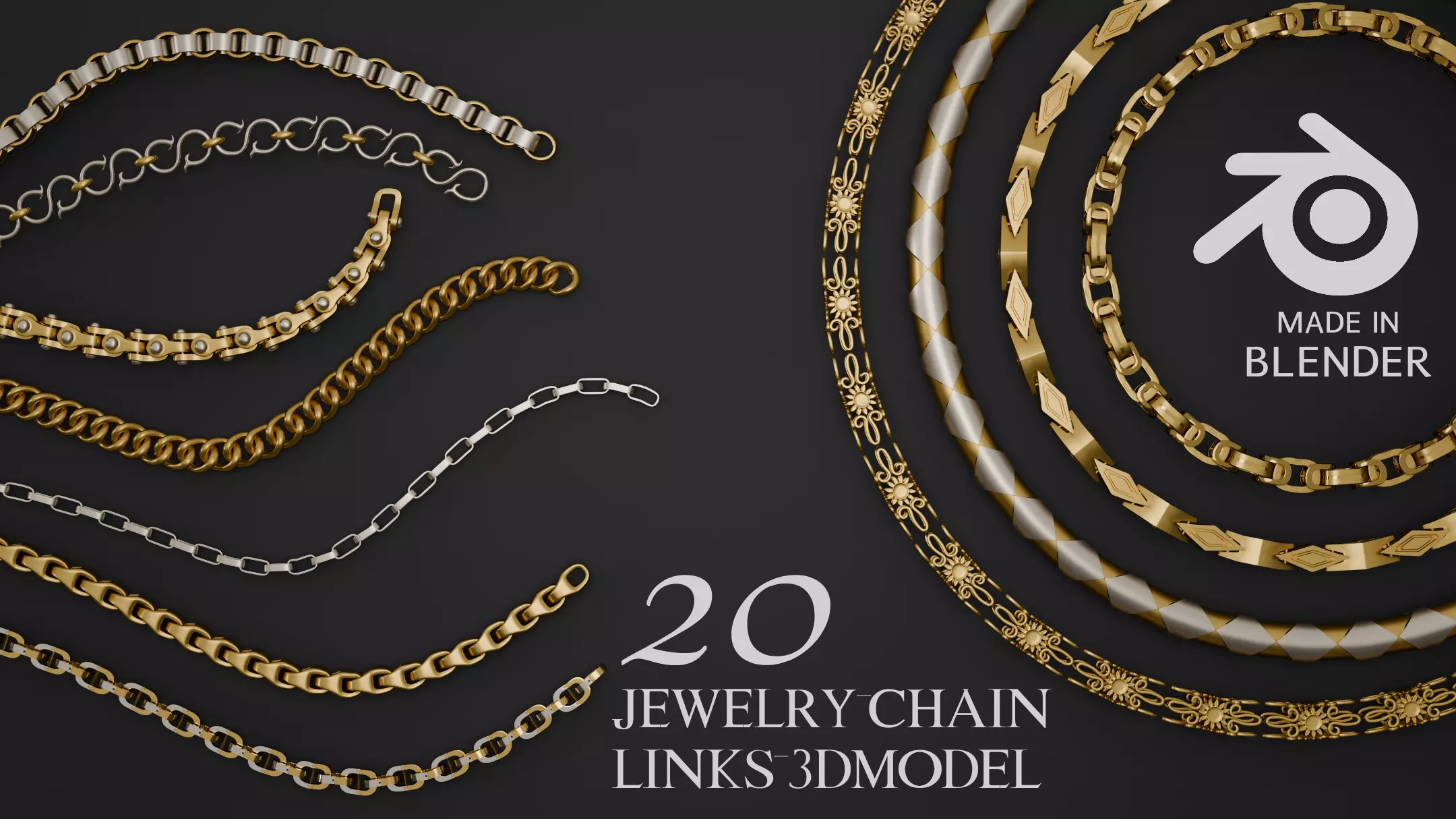 Jewelry chain links 3D model_0