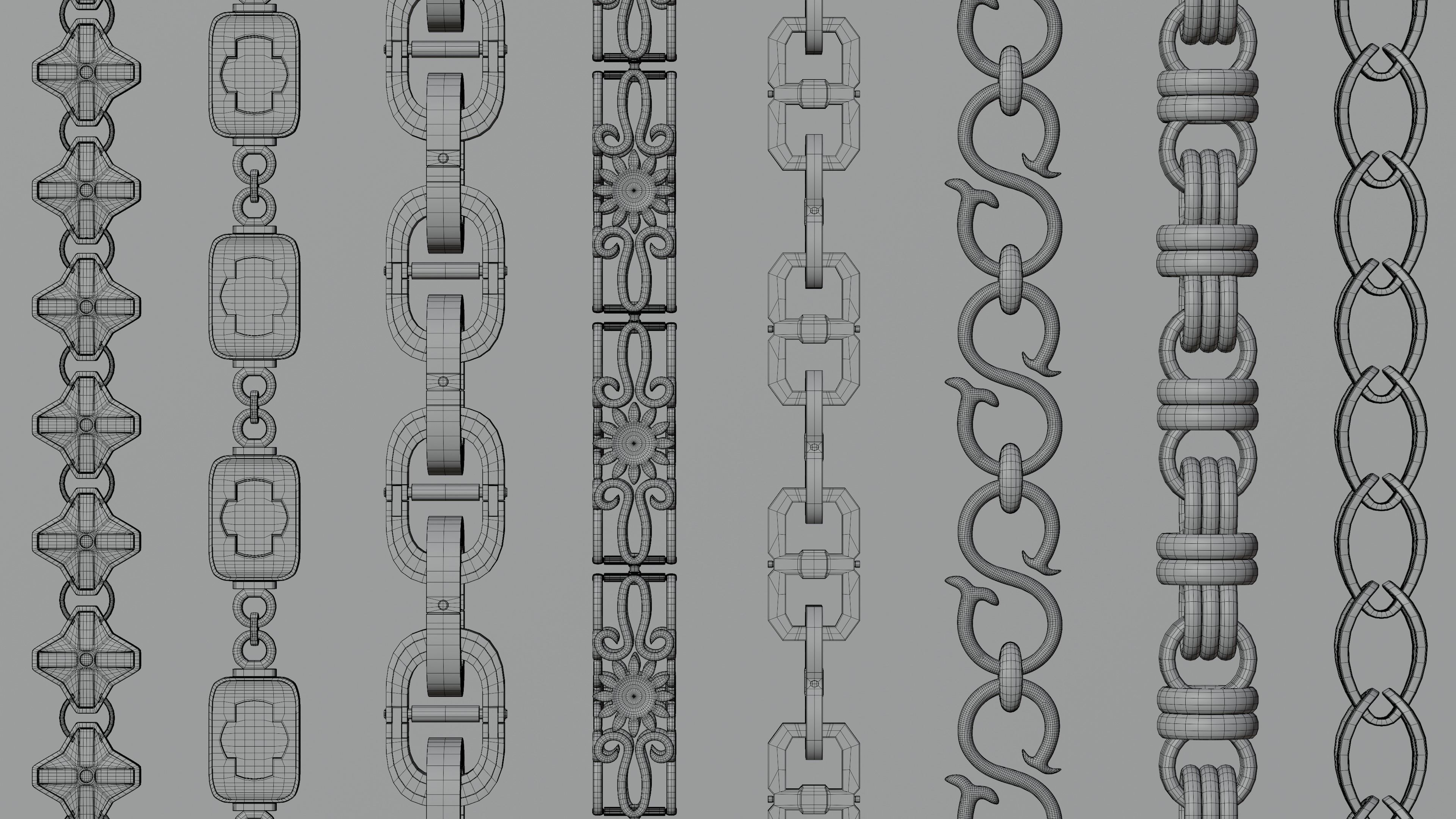 Jewelry chain links 3D model_8