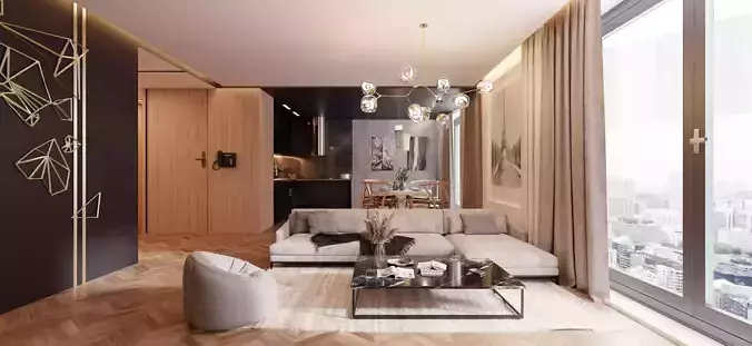 Big Modern Apartment Scene In Native Blend File-VIZFROMBLENDER 3D model