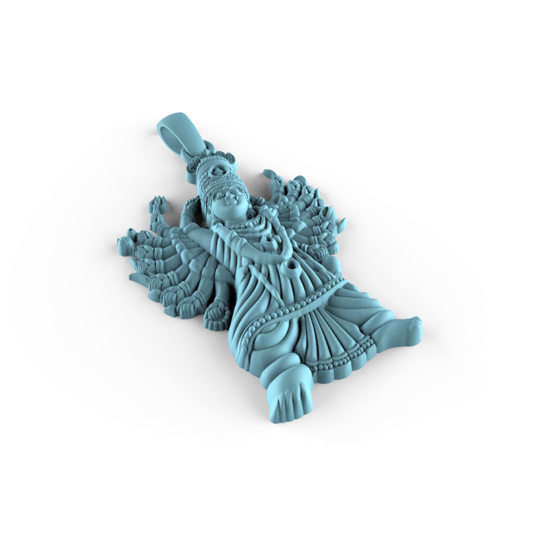 Saptshrungi Mata Pendent 3D print model_3