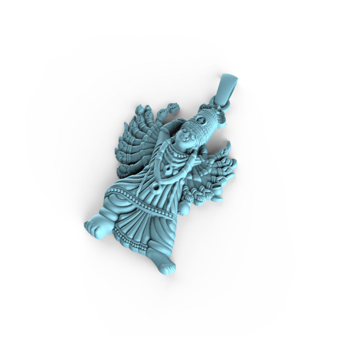 Saptshrungi Mata Pendent 3D print model_2