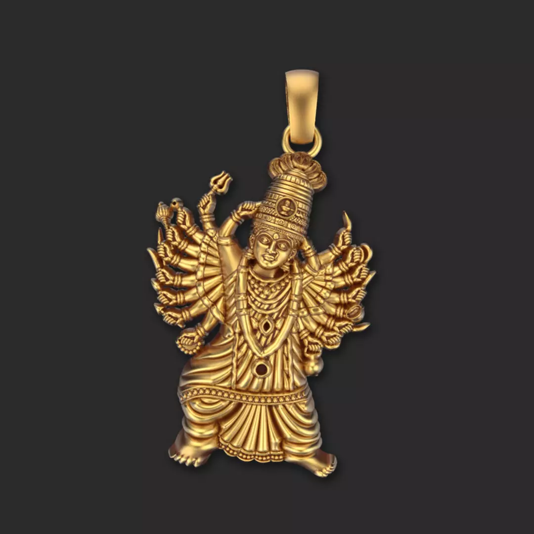 Saptshrungi Mata Pendent 3D print model_0