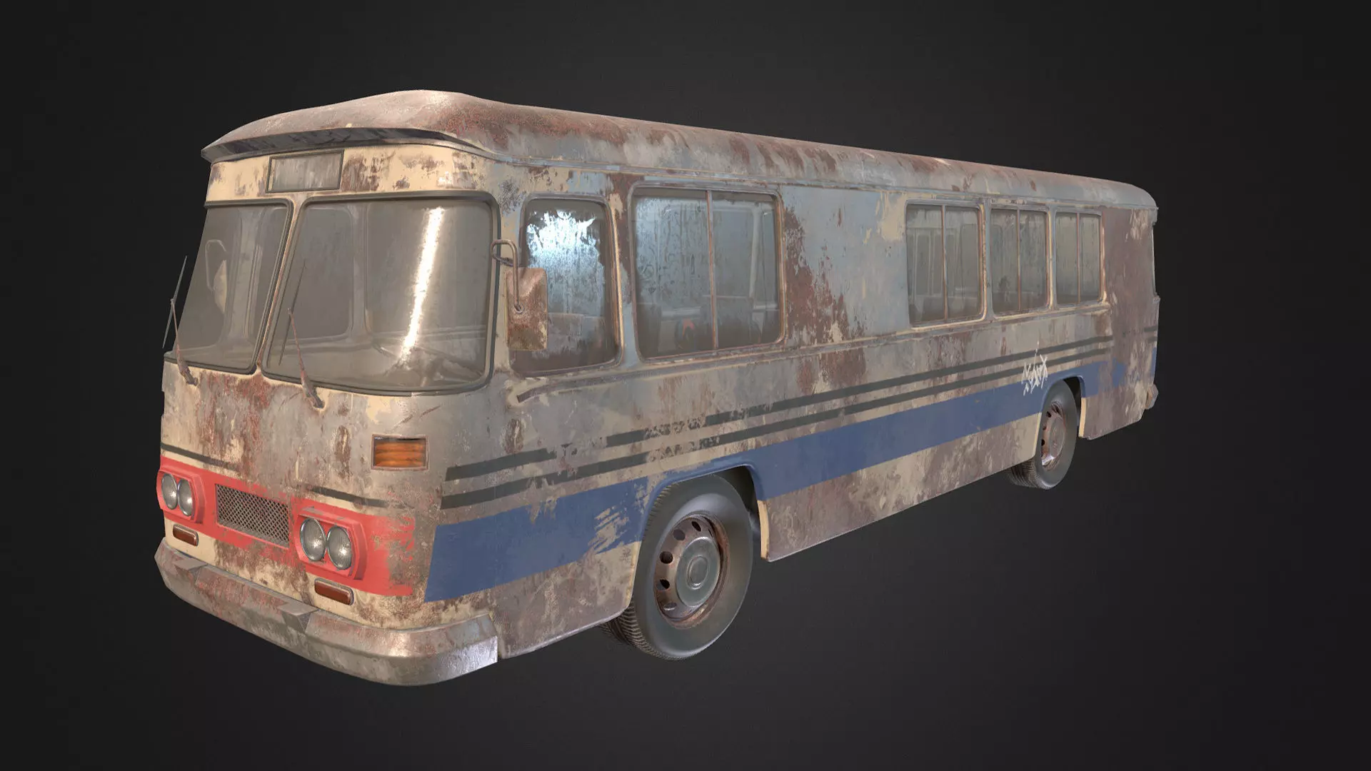 Rusty Bus 1 Low-poly 3D model