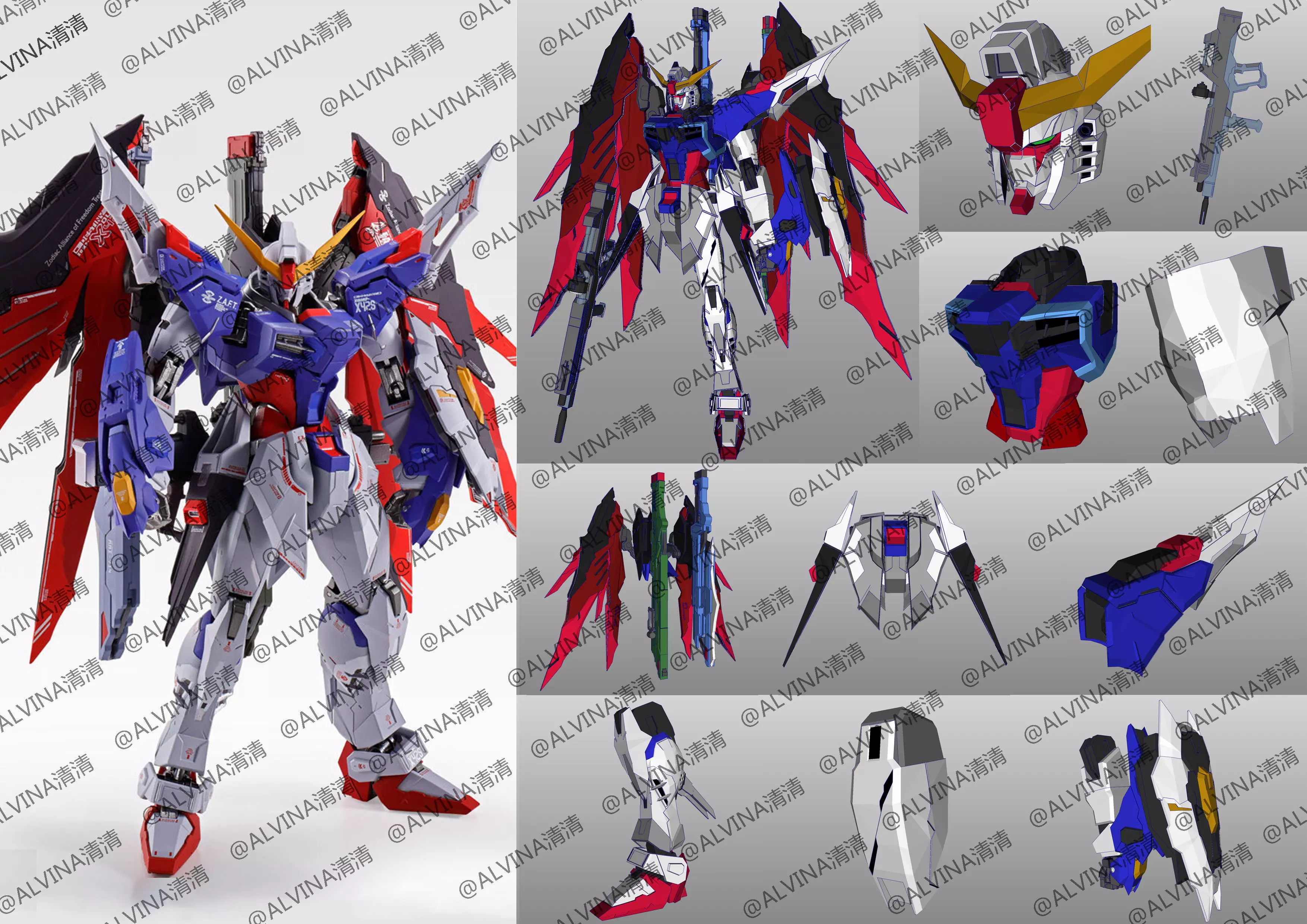 Metal Build Style Destiny Gundam Armor - DIY Cosplay Pepakura Low-poly 3D model