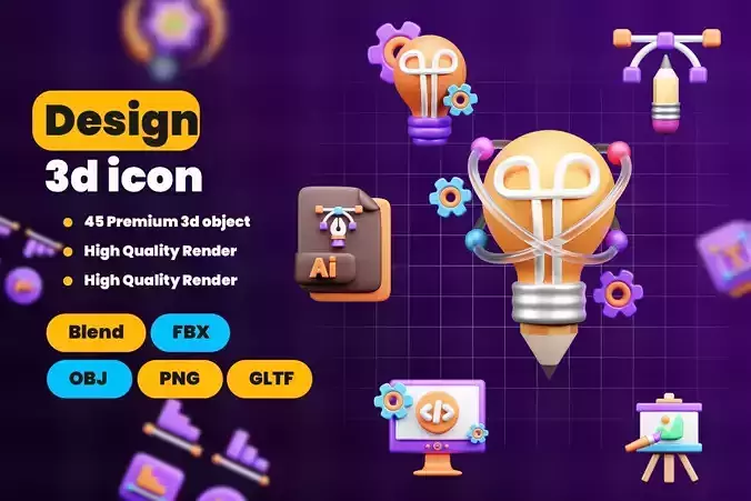 Design and Development 3d Illustration  Icon Pack