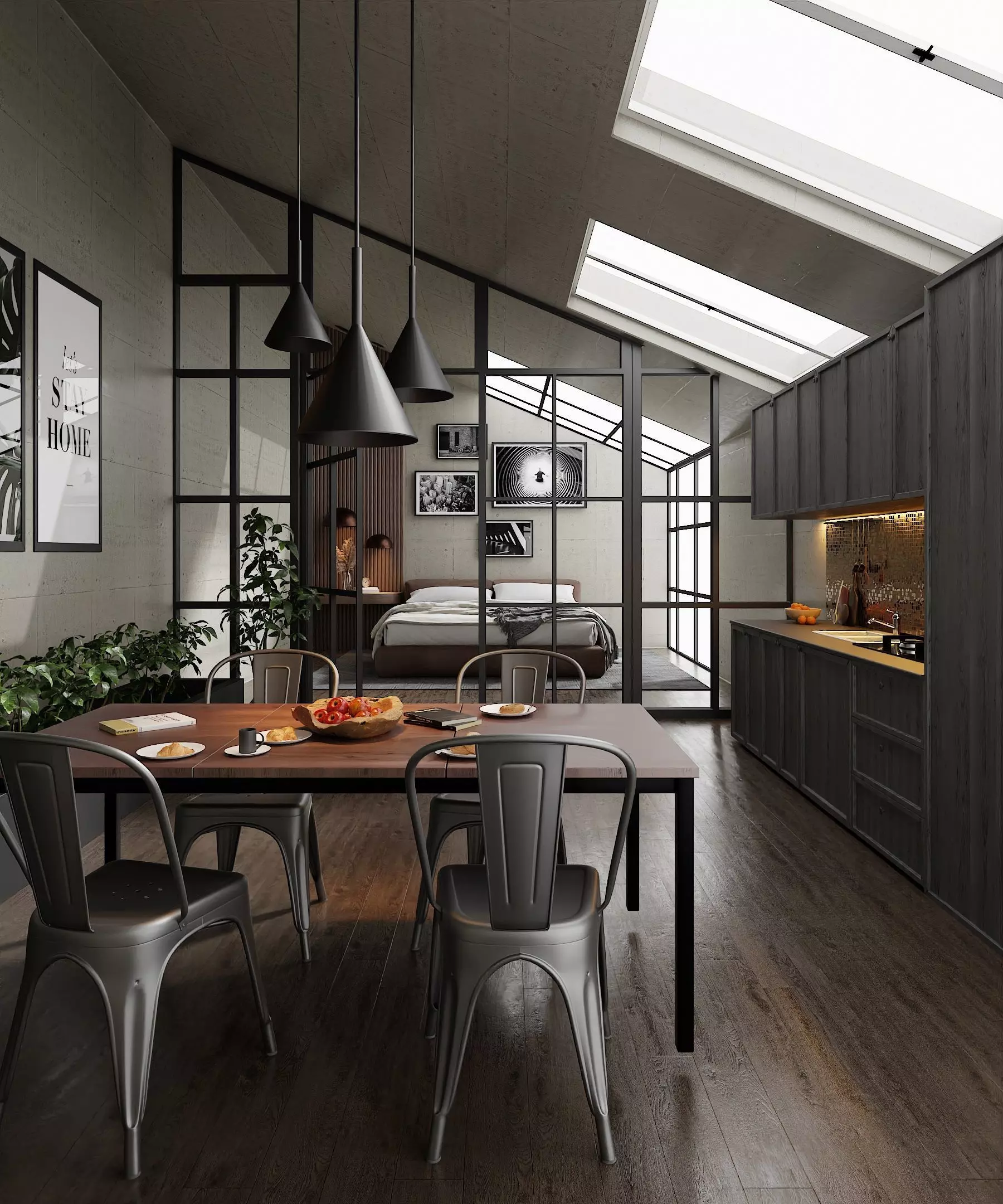 Loft Interior Scene In Native Blend File by VIZFROMBLENDER 3D model