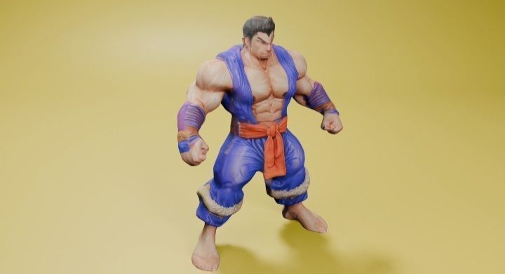 Low Poly Fighter - Kenshiro Van Buren Low-poly 3D model_2