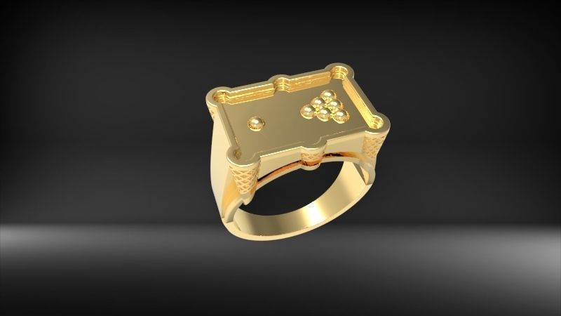 Billiard Pool Table mens ring sports hollow jewelry 3D print model_35