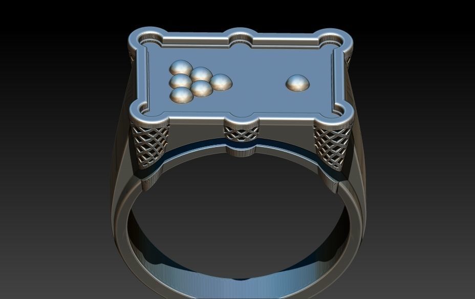 Billiard Pool Table mens ring sports hollow jewelry 3D print model_47