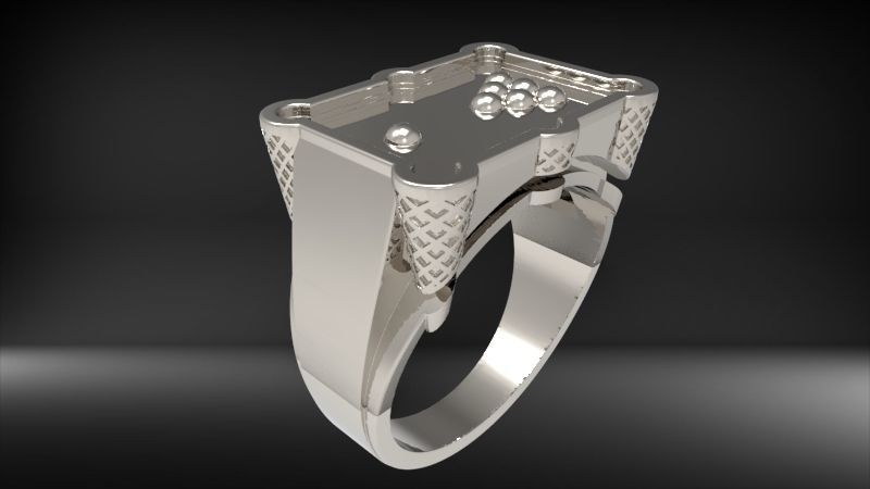 Billiard Pool Table mens ring sports hollow jewelry 3D print model_28