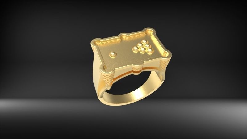 Billiard Pool Table mens ring sports hollow jewelry 3D print model_34