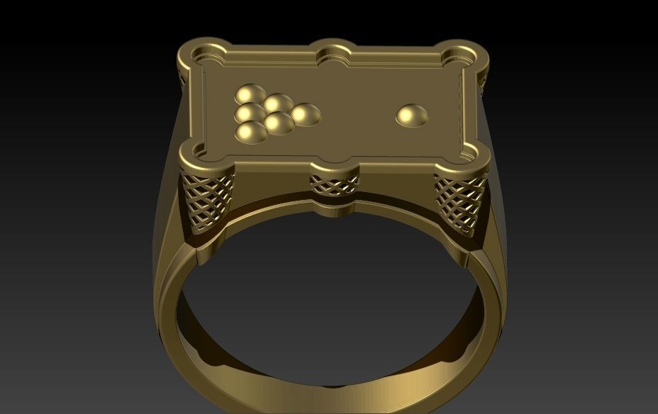 Billiard Pool Table mens ring sports hollow jewelry 3D print model_4