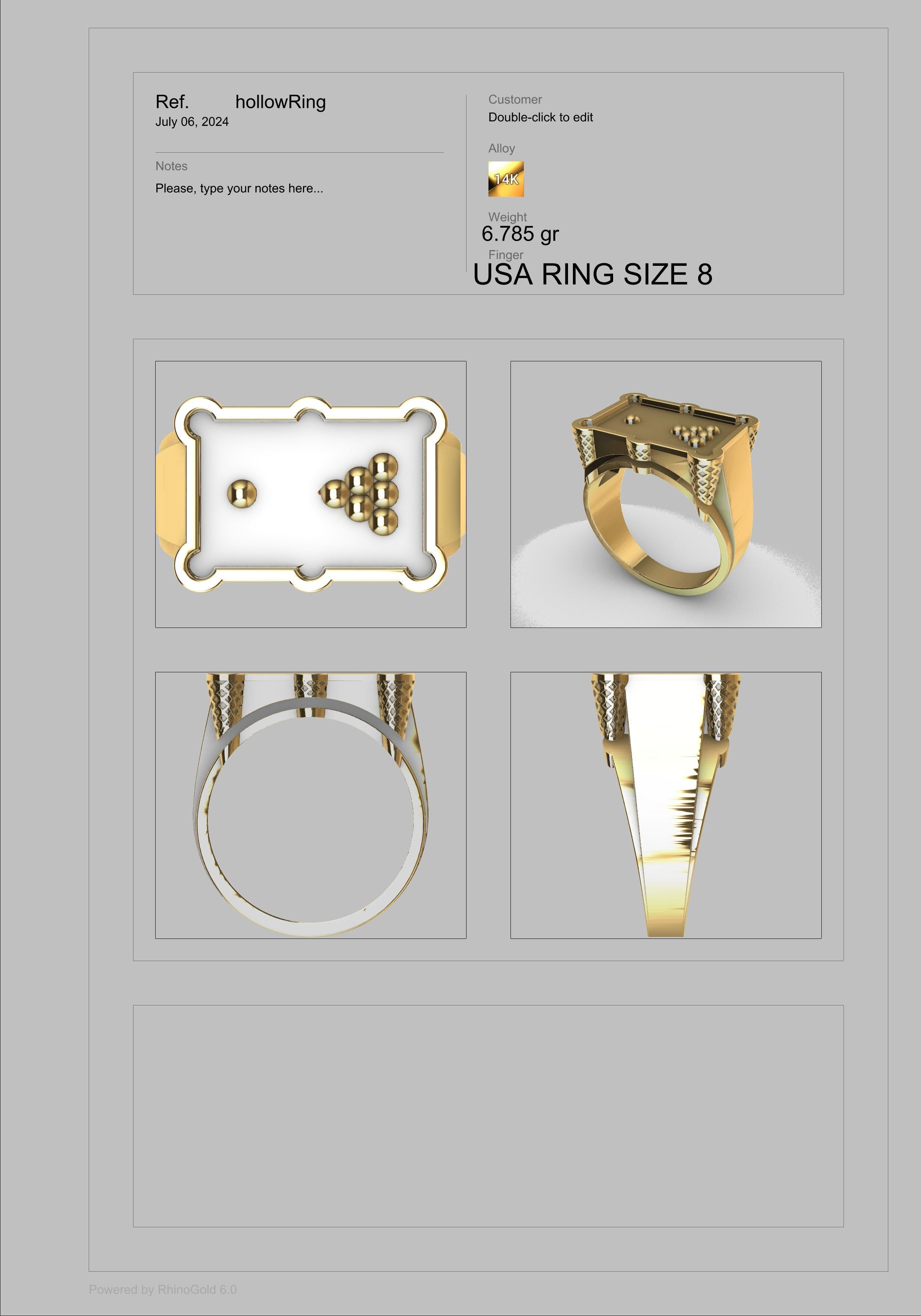 Billiard Pool Table mens ring sports hollow jewelry 3D print model_11