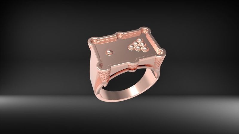 Billiard Pool Table mens ring sports hollow jewelry 3D print model_39