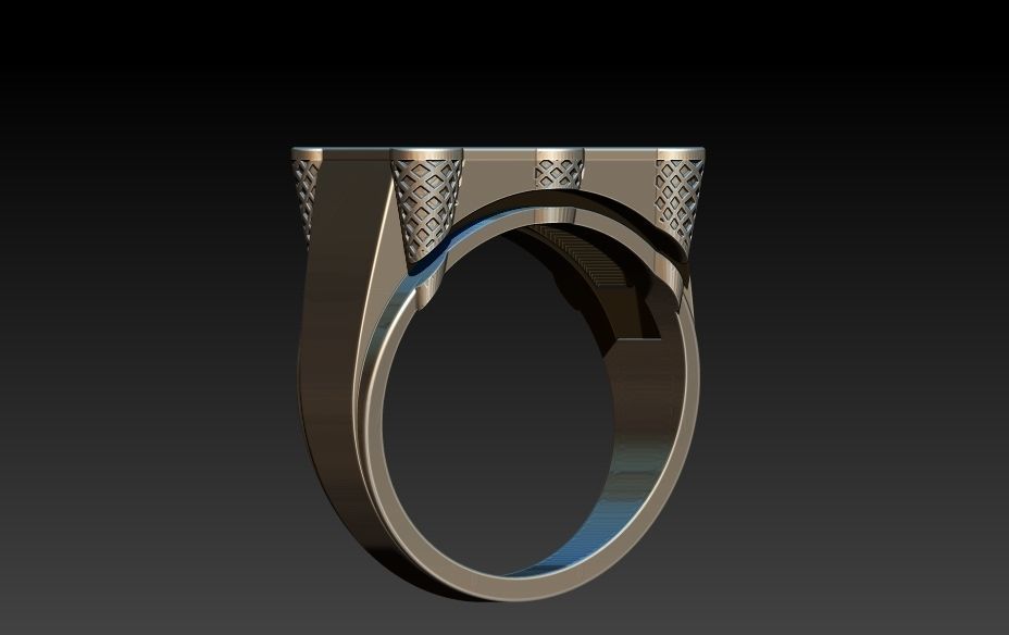 Billiard Pool Table mens ring sports hollow jewelry 3D print model_16