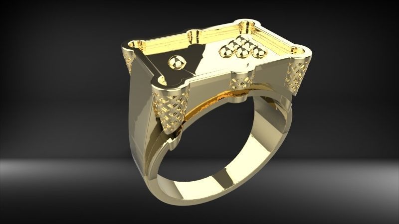 Billiard Pool Table mens ring sports hollow jewelry 3D print model_42