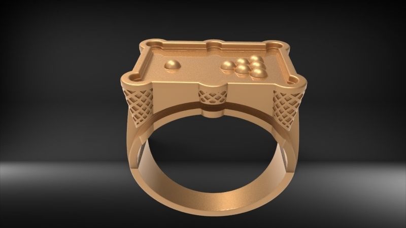 Billiard Pool Table mens ring sports hollow jewelry 3D print model_19