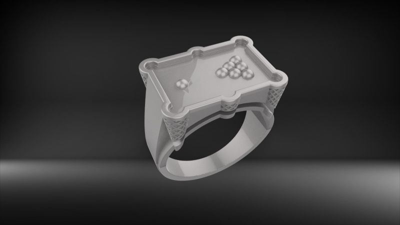 Billiard Pool Table mens ring sports hollow jewelry 3D print model_45
