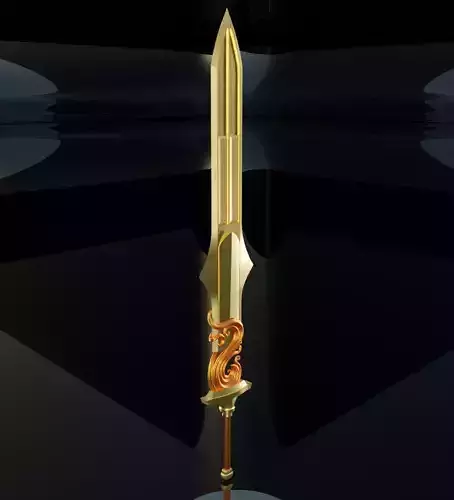 Stylized ornament gold sword 3D model