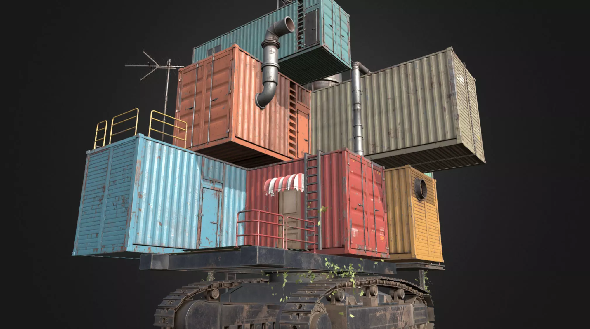 Wasteland Slum Low-poly 3D model_0