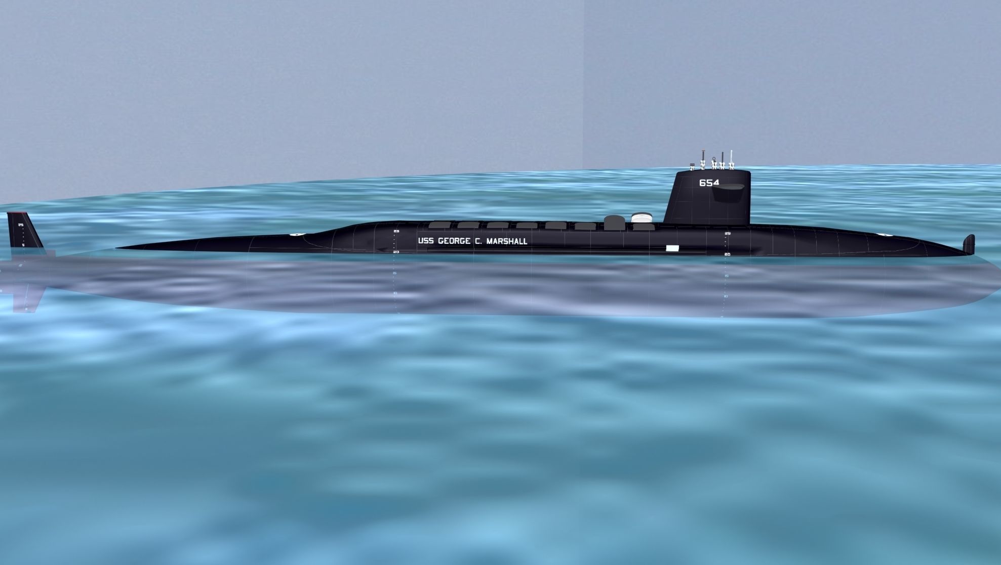 Ben Franklin Class USS George C Marshall SSBN-654 3D model_1