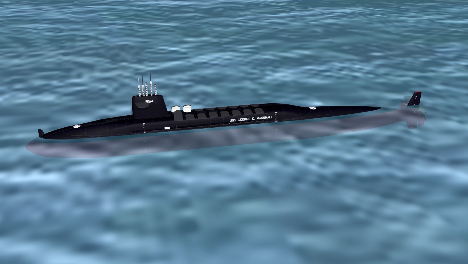Ben Franklin Class USS George C Marshall SSBN-654 3D model_6