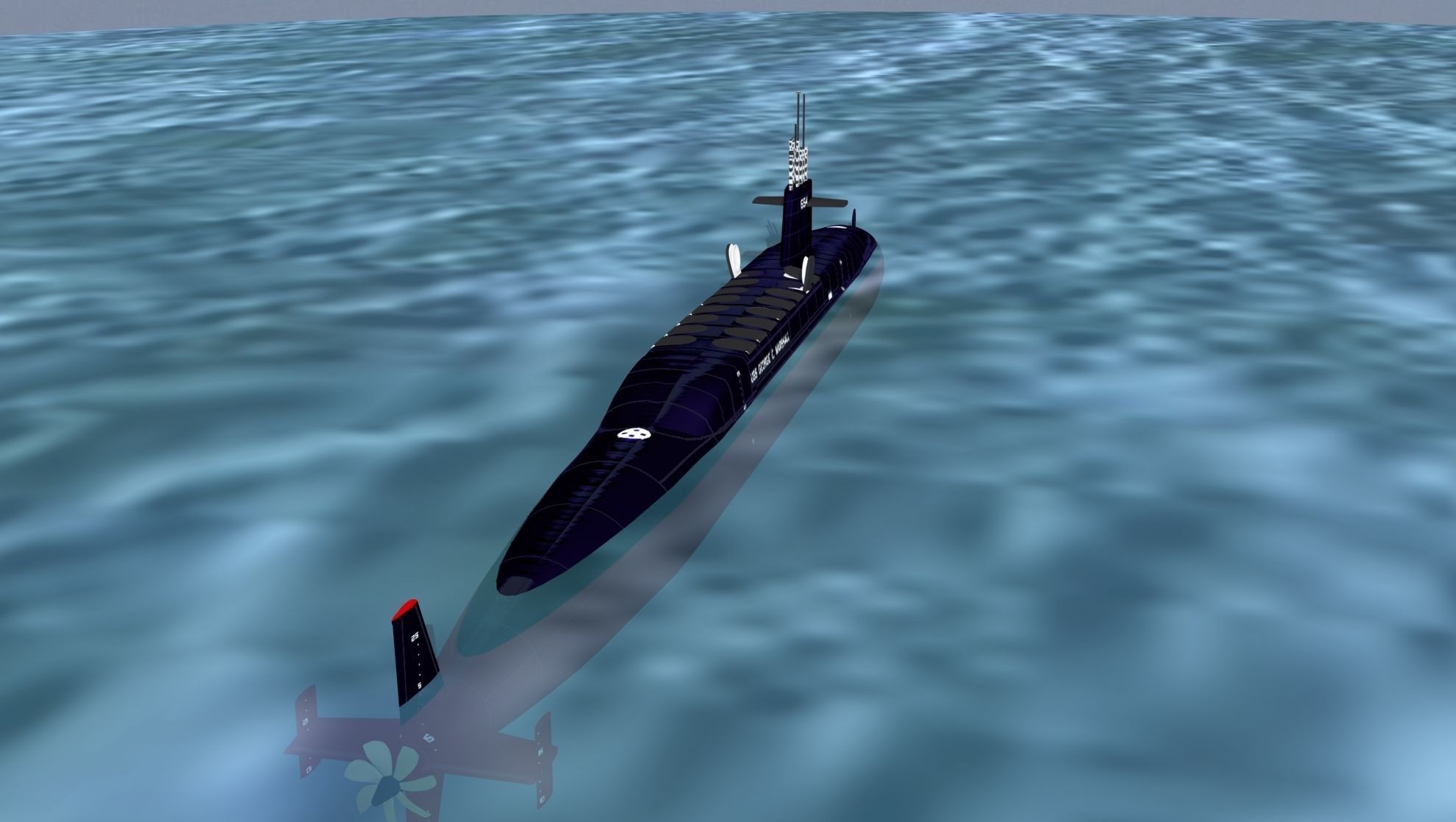 Ben Franklin Class USS George C Marshall SSBN-654 3D model_3