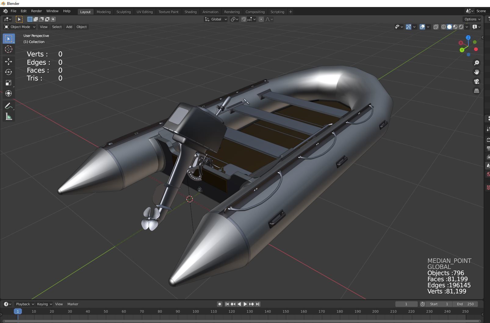 River rubber boat  3D model_6